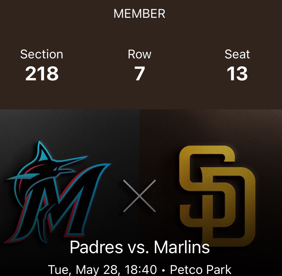 Padres vs Marlins (4 tickets) May 28, 2024 To 