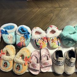 Toddler Shoes/slippers Lot and free clothing