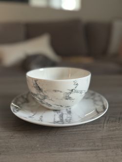 Marble Pattern Dishes (4 Bowls & 4 Plates)