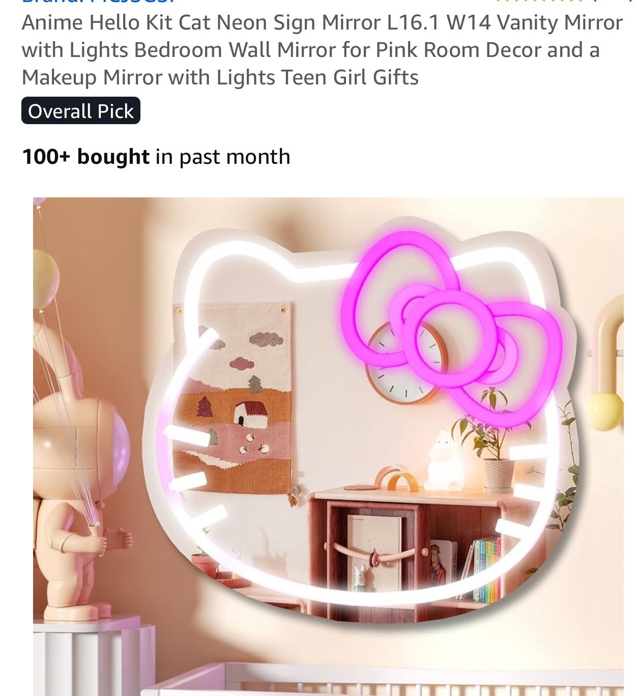 Hello Kitty 16x14” LED Mirror, New