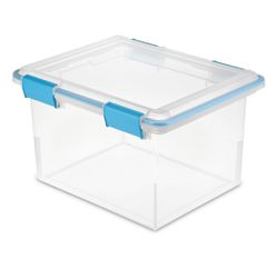 Sterilite 32 Qt. Gasket Box Plastic, Blue Aquarium. I have 4 pcs
