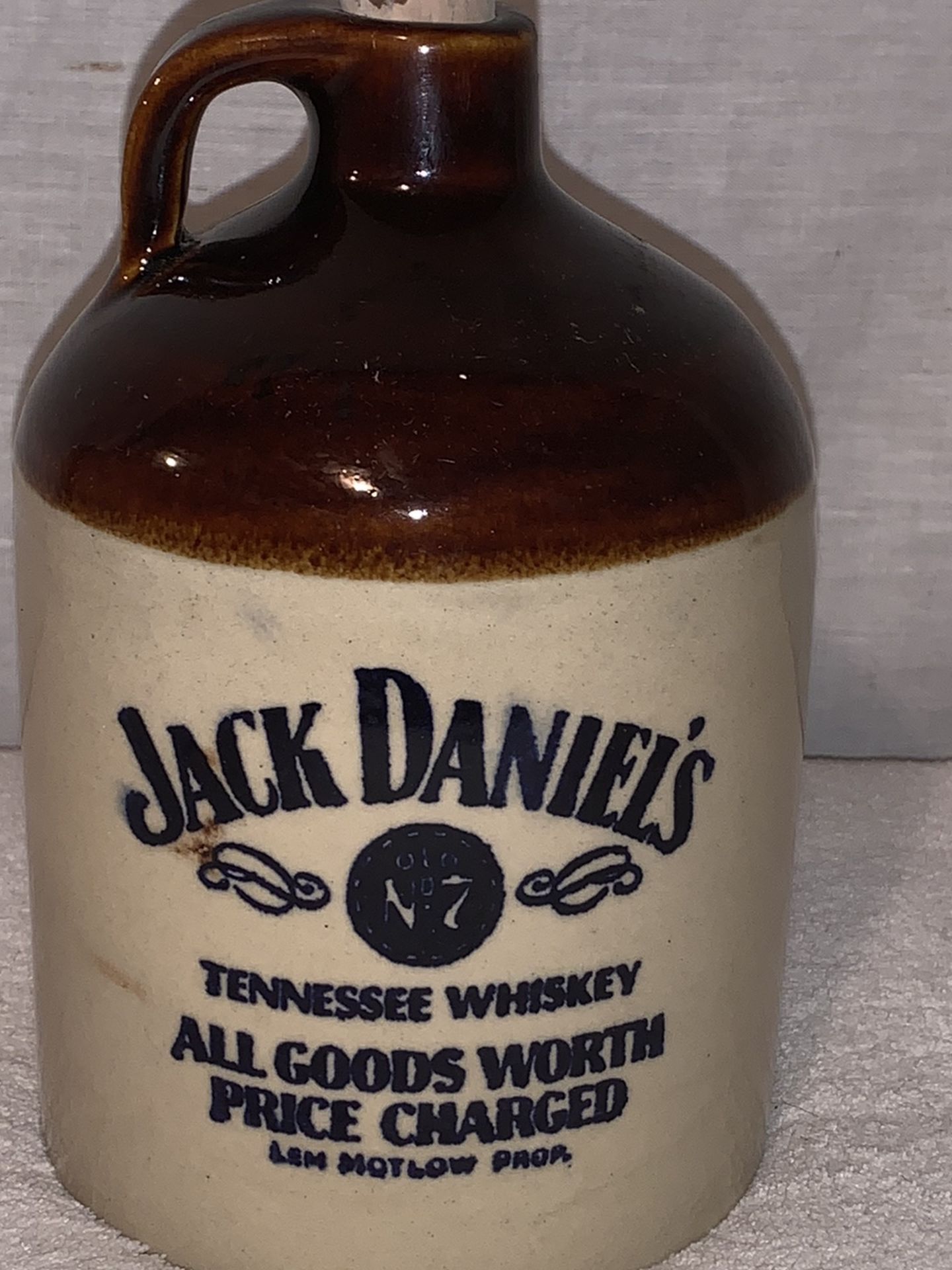 Vintage Jack Daniels stoneware 7 inch jug with cork Ex condition