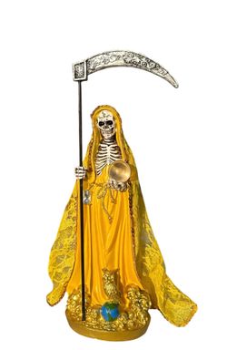 Santa Muerte Vestimenta Amarillo De Velo 14"