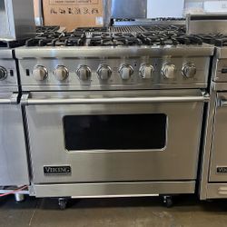 Viking 36”Wide Dual Fuel Range Stove In Stainless Steel 6Burners 