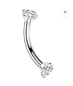 CLEAR CZ DOUBLE PRONG TITANIUM CURVED BARBELL