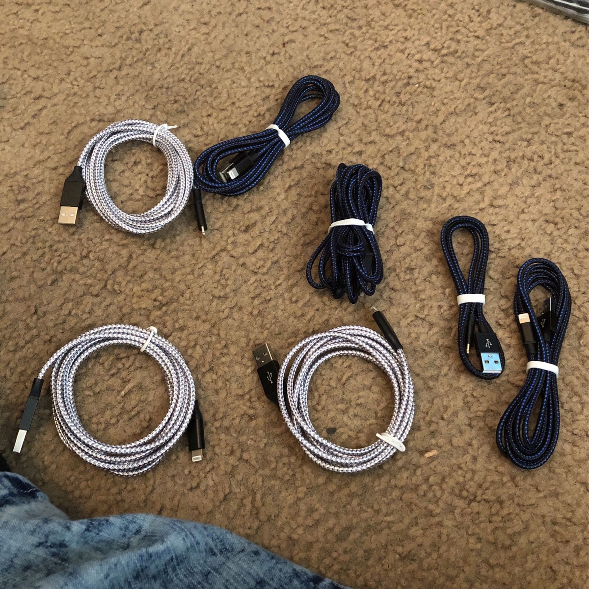 7 feet iPhone chargers Six dollars each