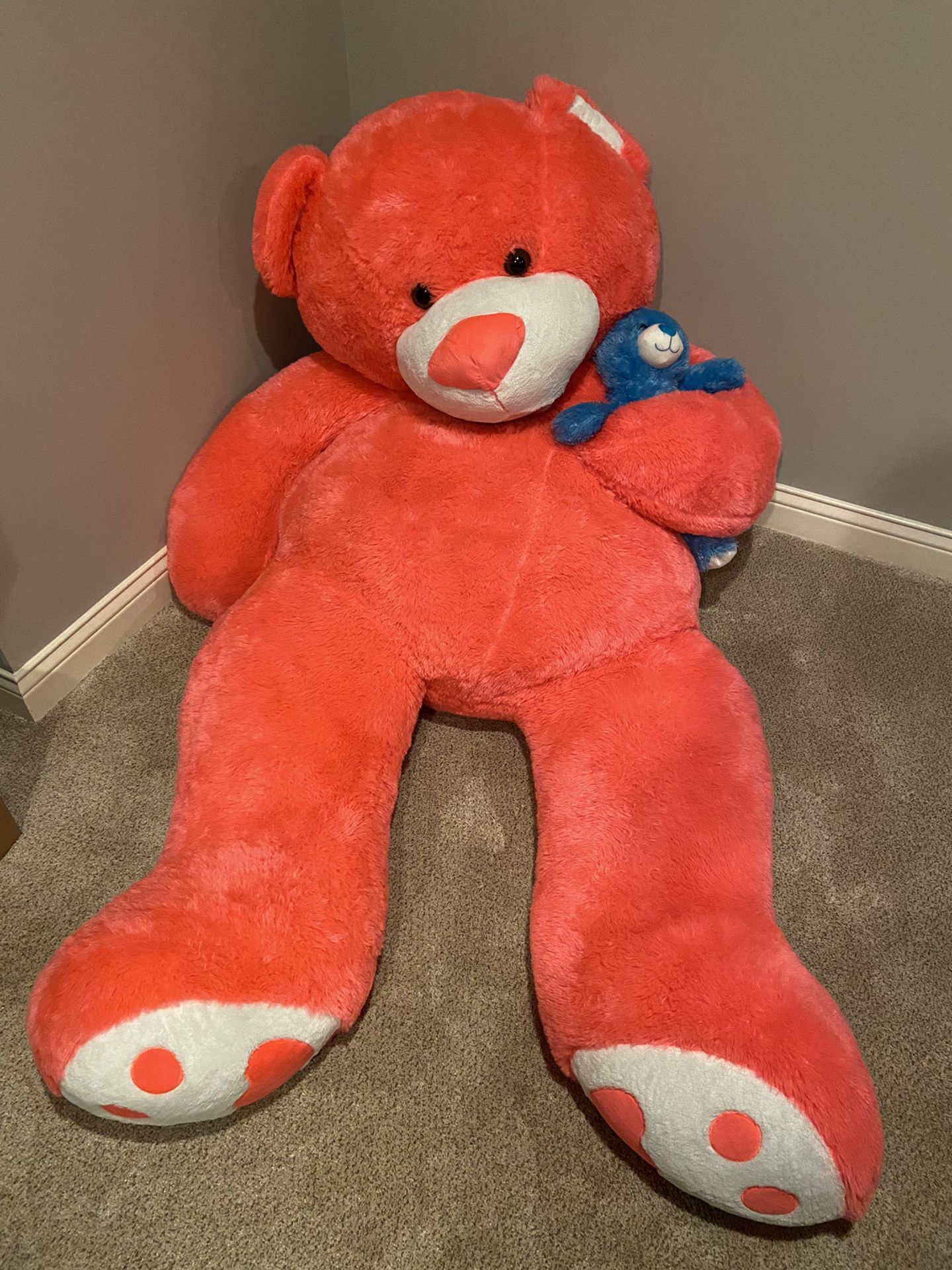 Giant Pink Stuffed Bear With Baby Bear 