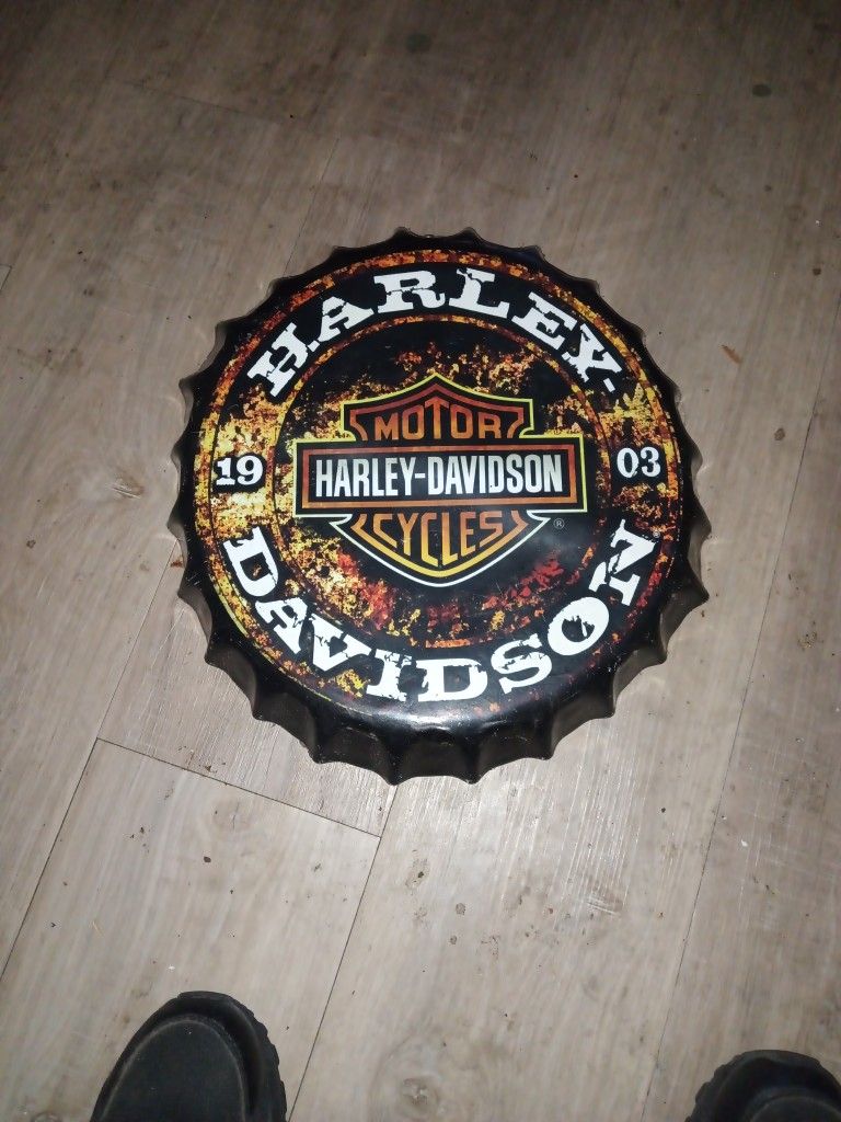 Harley Davidson Bottle Cap Tin Sign