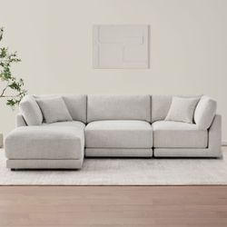 Dayna 4-piece Fabric Modular Sectional, Light Gray