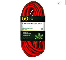 Go Green Power 50 foot Heavy Duty Extension Cord, Lighted End