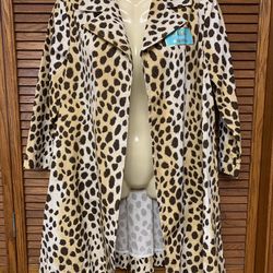 LAMB L Gwen Stefani Fragrance Animal Print Open Topper Jacket Lab Coat