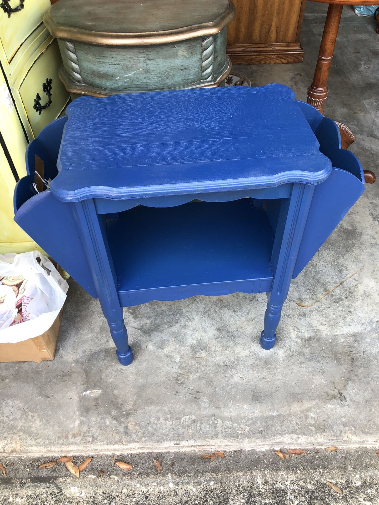 Beautiful Vintage Wood Side Table 26” w 12.5 d x 25” h