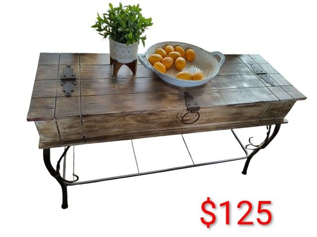Rustic Wood & Metal High Accent Table