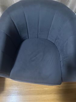 Navy Blue Velvet Barrel Accent Chair