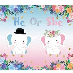 Elephant Gender Reveal Backdrop
