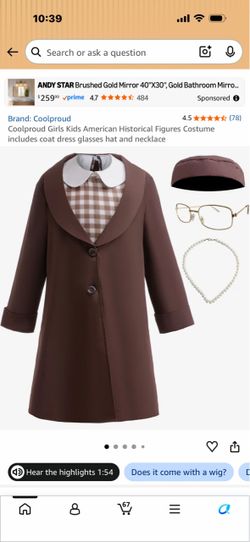 Girls Historical Figure Costume Set