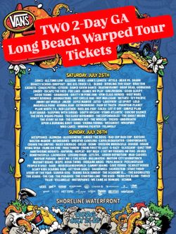 TWO 2-Day GA Long Beach Warped Tour Festival Concert Tickets THIS WEEKEND