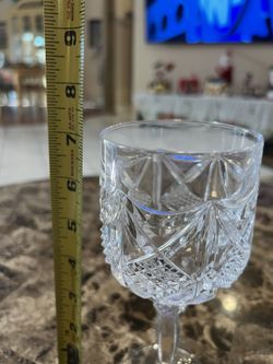 Gorgeous Antique Set of 8 Clear Lead Crystal Glass Wine Goblets