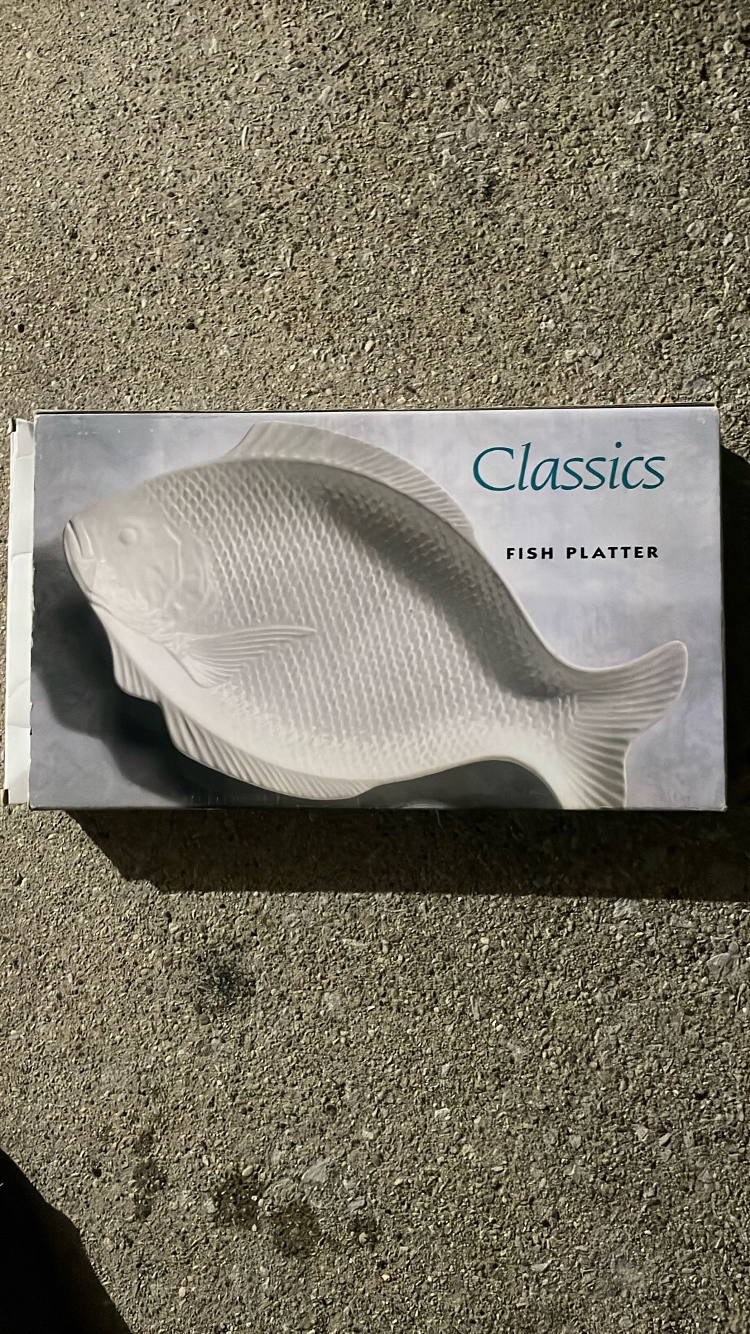Fish Platter Plate Serving Dish Glass White + Box