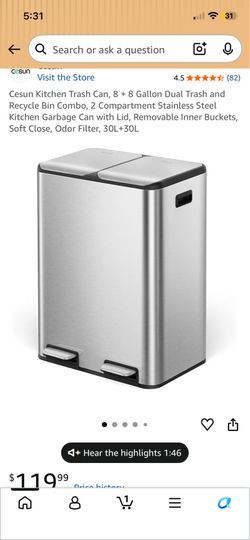 Cesun 8+8 trash can