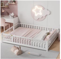 Brand New i-POOK Queen Floor Bed, White (with Bed Slats)