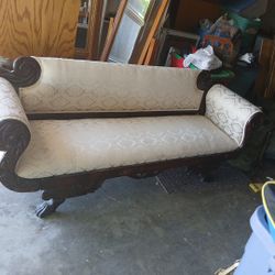 Antique 19th Century  American Empire Flamed Mahogany Claw Foot Palor Sofa Couch