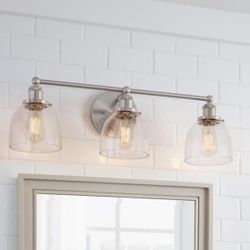 3 Light Brushed Nickel Vanity With Clear Glass