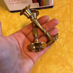 Small Taper Candles And Brass Candle Holders
