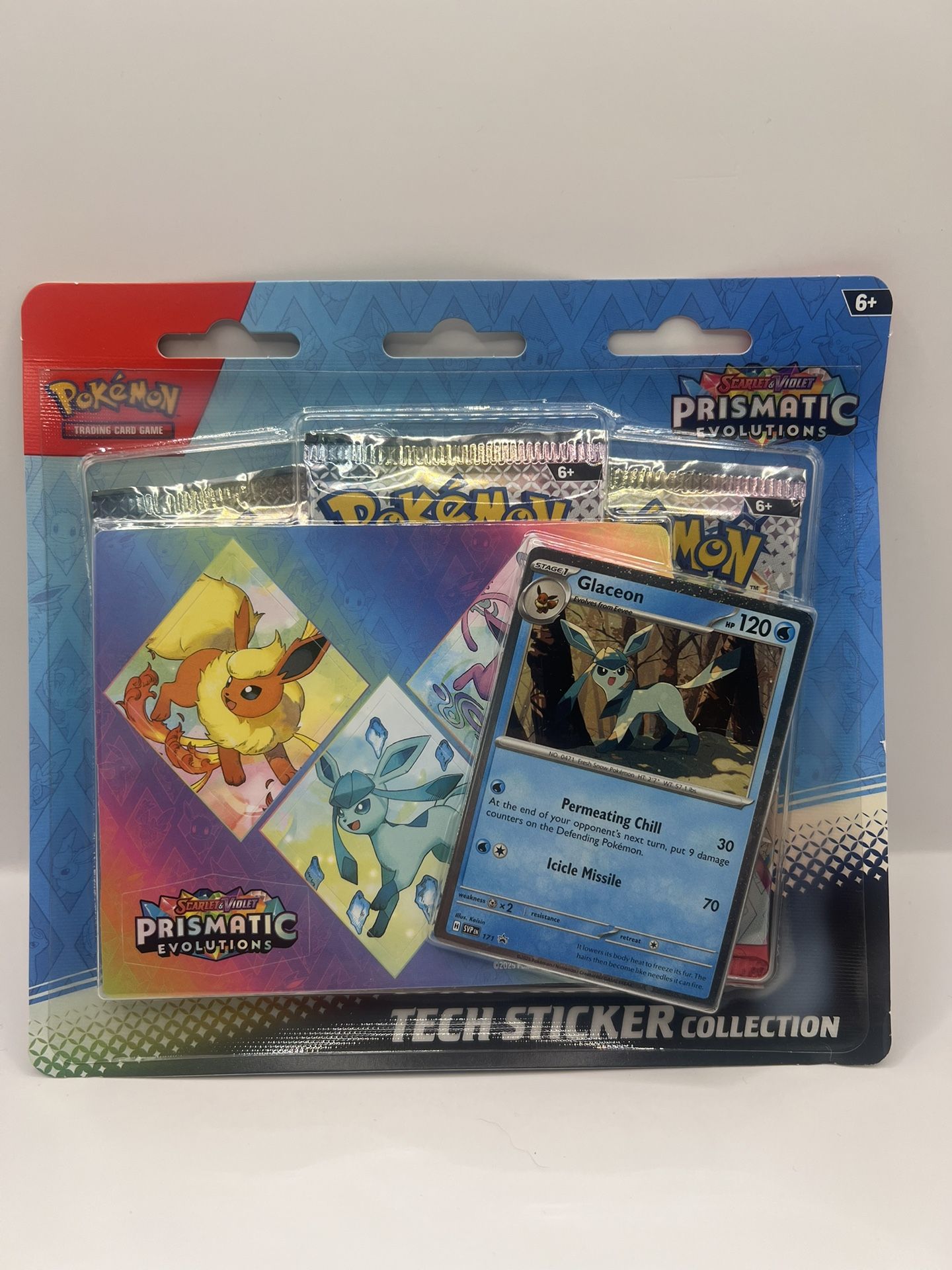 Pokemon TCG Scarlet Violet Prismatic Evolutions Tech Sticker Collection Glaceon