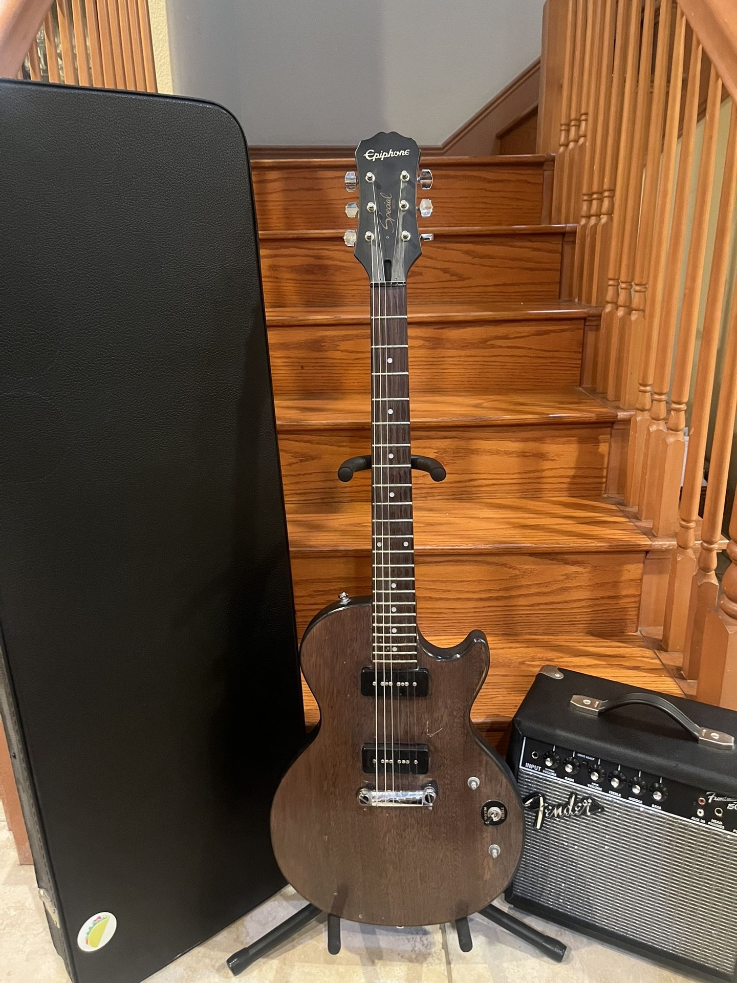 Epiphone Les Paul P90s W/ Hardshell Case, Fender Amp