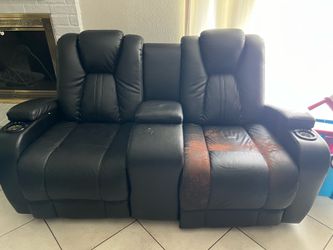 Leather sofa couch