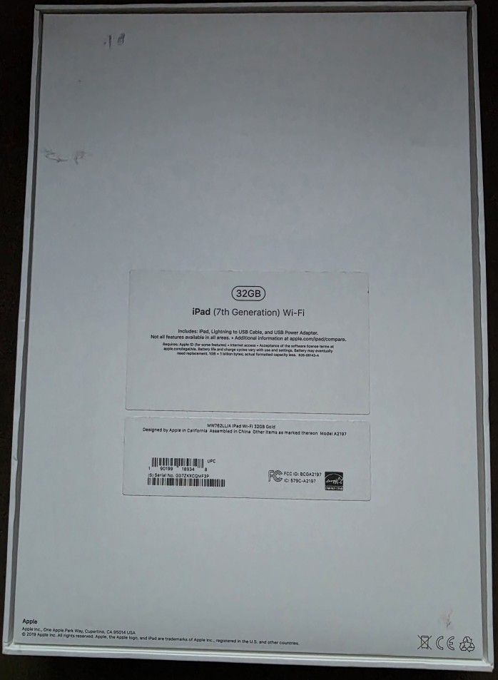 iPad 7th Generation, Wi-Fi, 32 GB, Gold