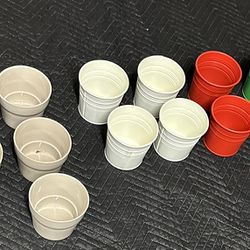 20 flower pots - Used for indoor staging of faux plants   7 glass  9 metal 4 plastic  Selling lots of accessories (art, mirrors, coffee table items…)