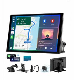 Portable Apple Carplay Android Auto 11” Touch Screen, 4K Dash Cam, Backup Camera, Bluetooth, GPS Navigation, Voice Control FM Radio AUX Bluetooth