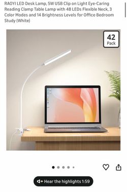 USB Clip On LED Desk Lamp