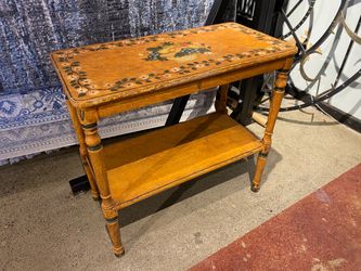 STICKLEY BROS CO. Antique Oak Accent Table with Hand-Painted Motifs