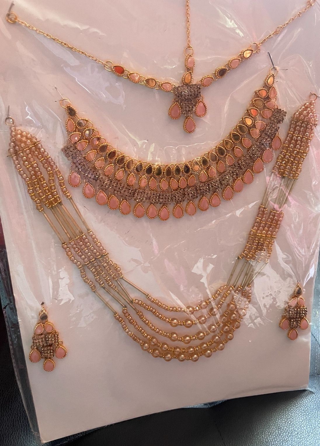 Pink and Golden Jewelry Set