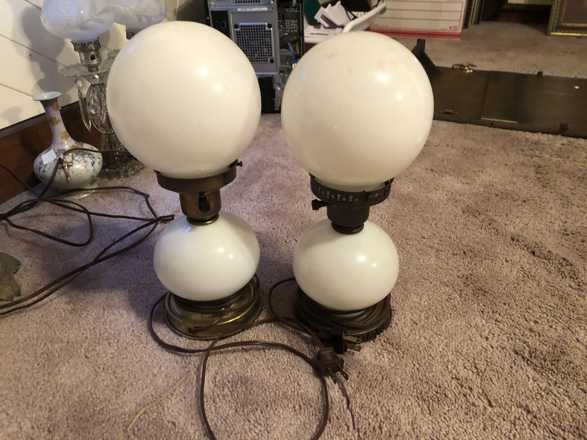 Antique Globe Lamps w/Globe Base