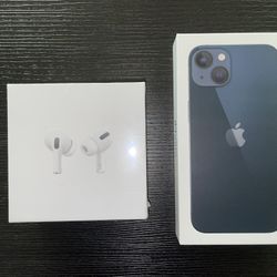 iPhone 13 Midnight 128 GB W/AirPods Pro (FOR CRICKET ONLY)