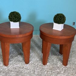 Pretty Pair Of Wooden Side Tables / End Tables