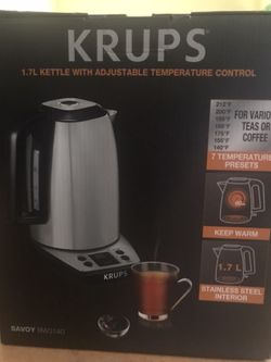 NEW Krups 1.7L kettle with digital adjustable temp control, automatically turn off, safe for elders