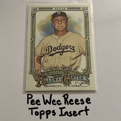 Pee Wee Reese Brooklyn Dodgers Hall of Fame Shortstop Topps Short Print Insert Card. SP340. 