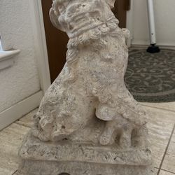Antique-Style Guardian Lion (Fu Dog) Sculpture - 18” tall