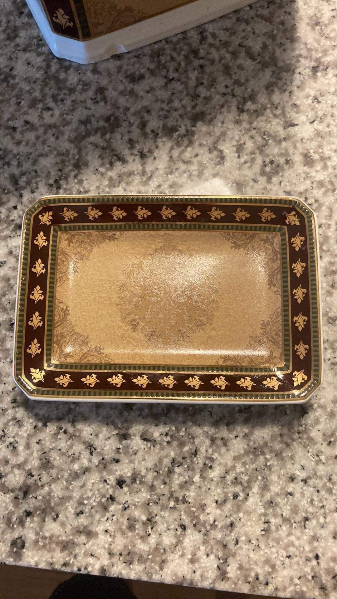 4 by 6 red and gold oriental vintage small dish