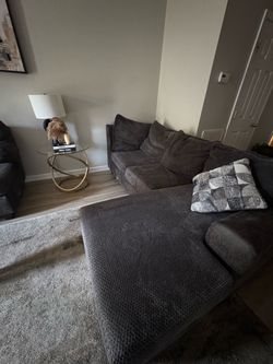 Dark Gray Fabric Sectional Sofa