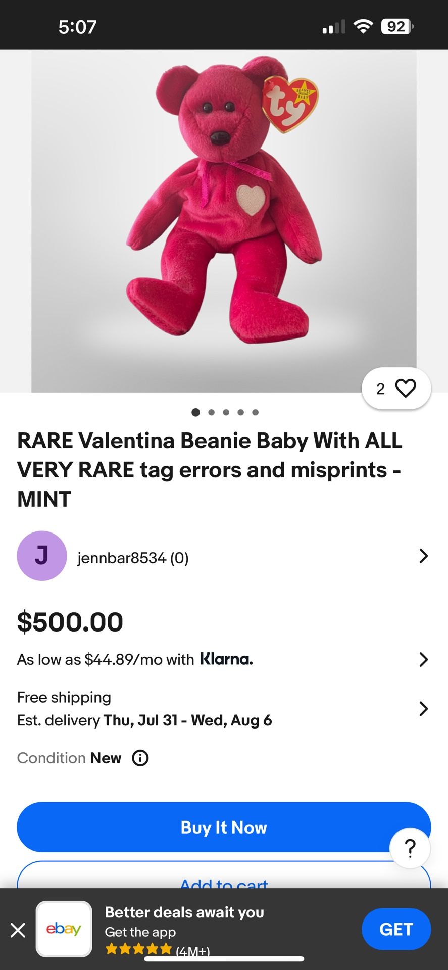 beanie baby - valentina