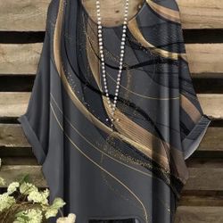  Women Elegant Holiday Boho Earth Tones Tunic Top Blouse 4X New