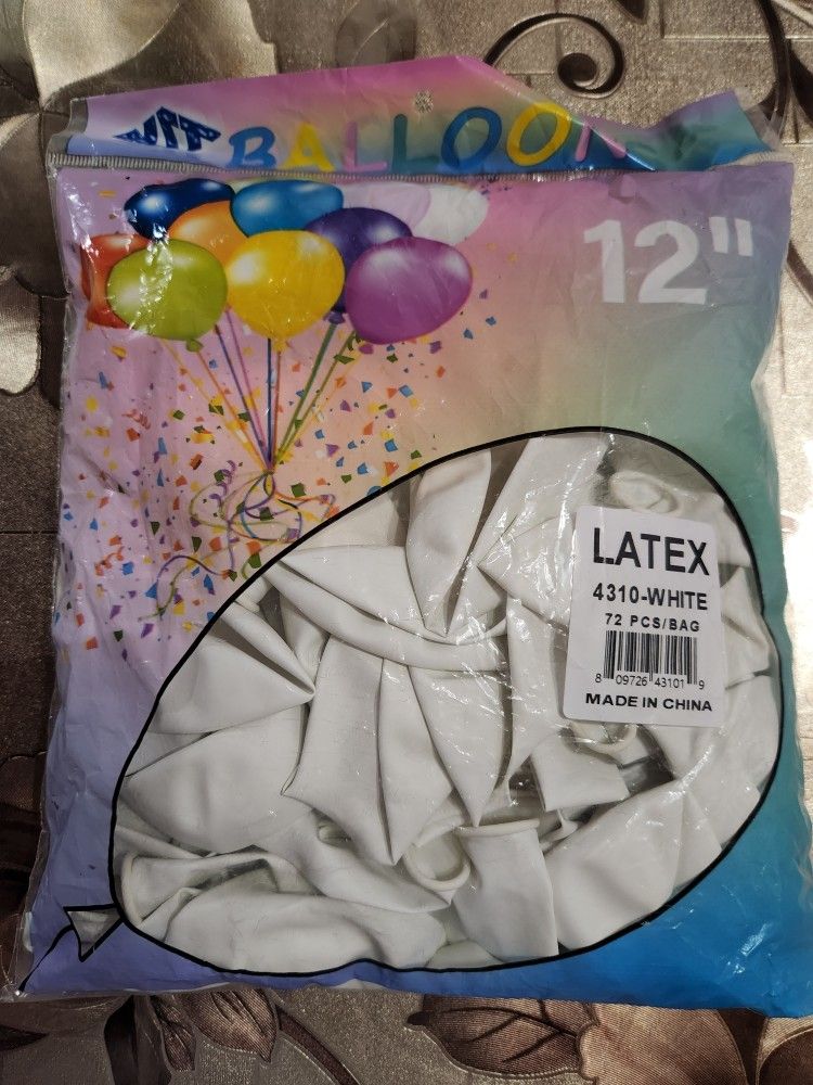 12" Latex Balloons 72 Pcs New
