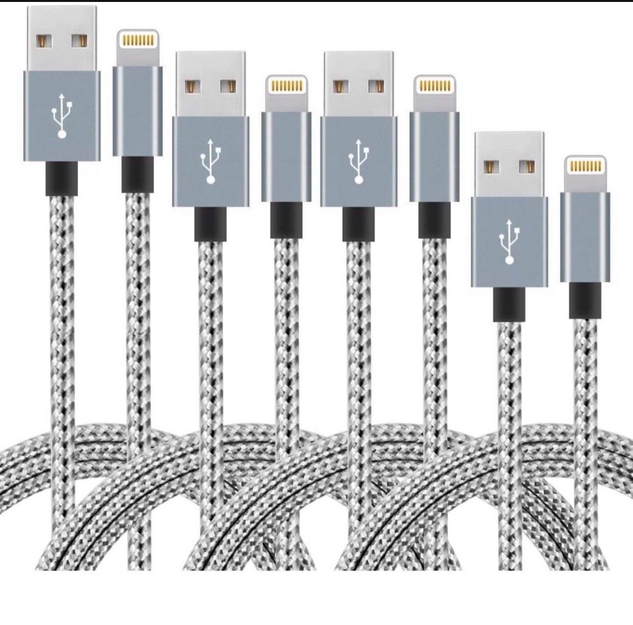 4Pack(3ft 6ft 6ft 10ft) iPhone Lightning Cable Apple MFi Certified Braided Nylon Fast Charger Cable Compatible iPhone Max XS XR 8 Plus 7 Plus 6s 5s 5