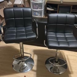 Swivel Upholstered Adjustable Height Counter Stool with Metal Frame (Set of 2)